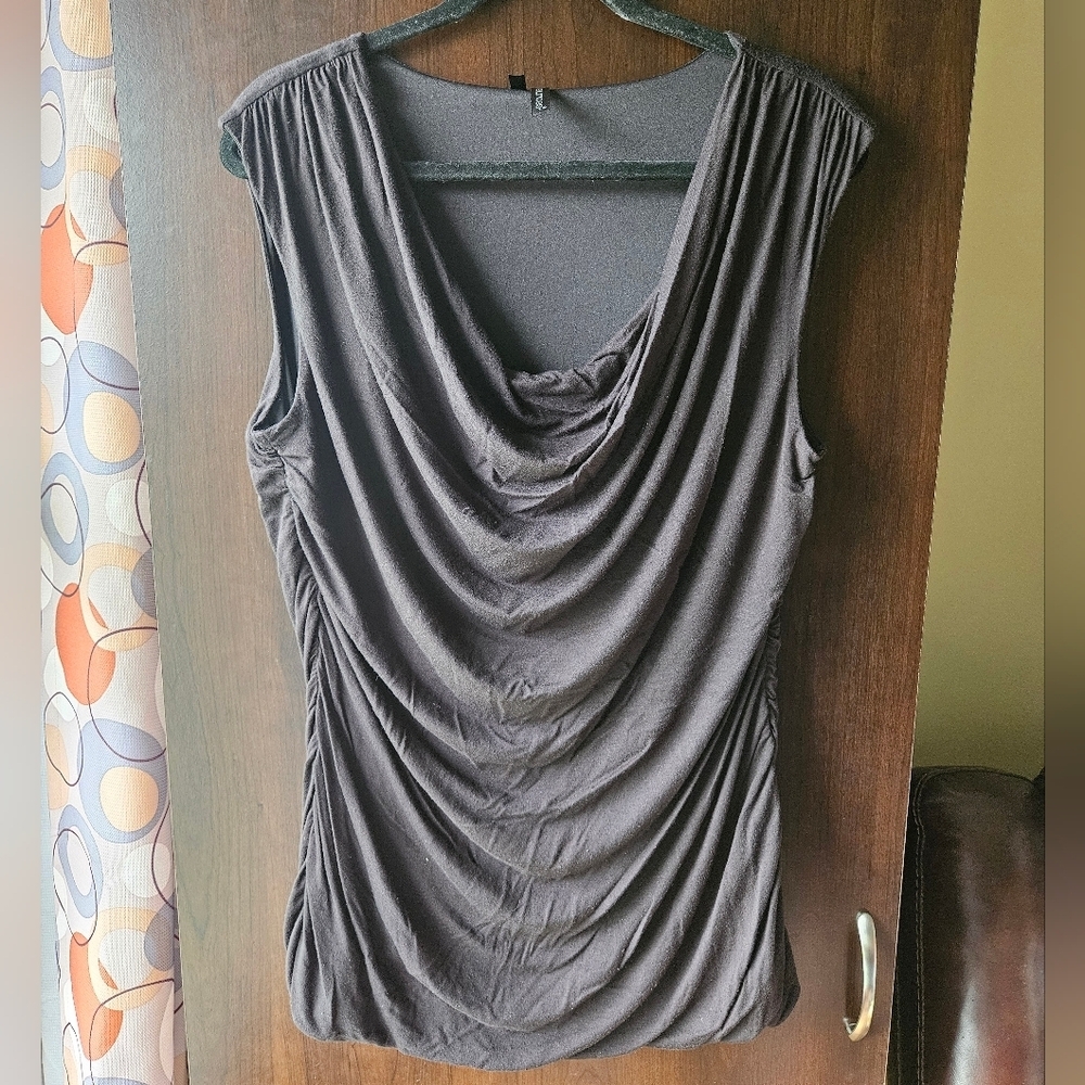 Maurices Charcoal Black Sleeveless Drape Blouse Plus Size 2